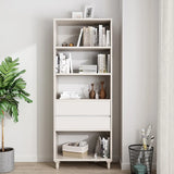 Modern Open Back Neutral Wood Double Drawers Bookcase Image - 5