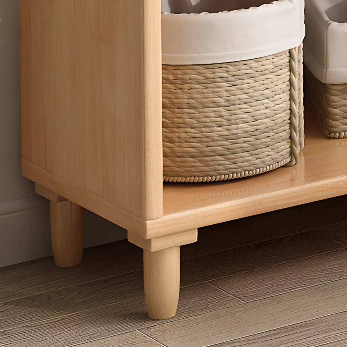Modern Open Back Neutral Wood Double Drawers Bookcase Image - 8