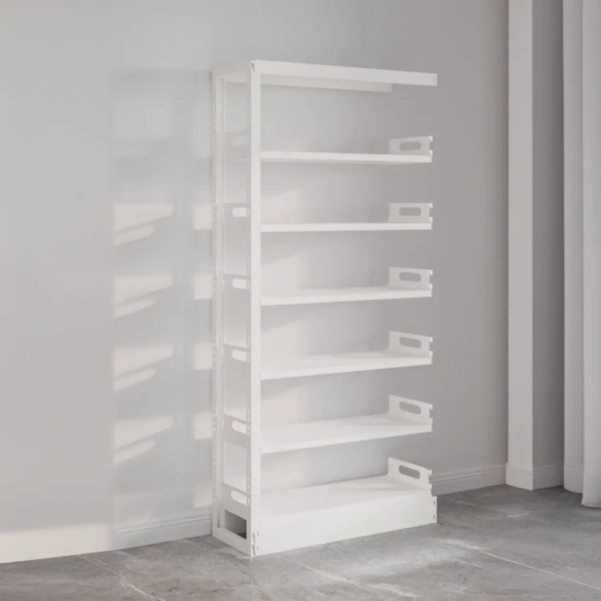 Modern Open Back Vertical Display Steel Bookshelf White Image - 10