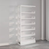 Modern Open Back Vertical Display Steel Bookshelf White Image - 10