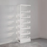 Modern Open Back Vertical Display Steel Bookshelf White Image - 11