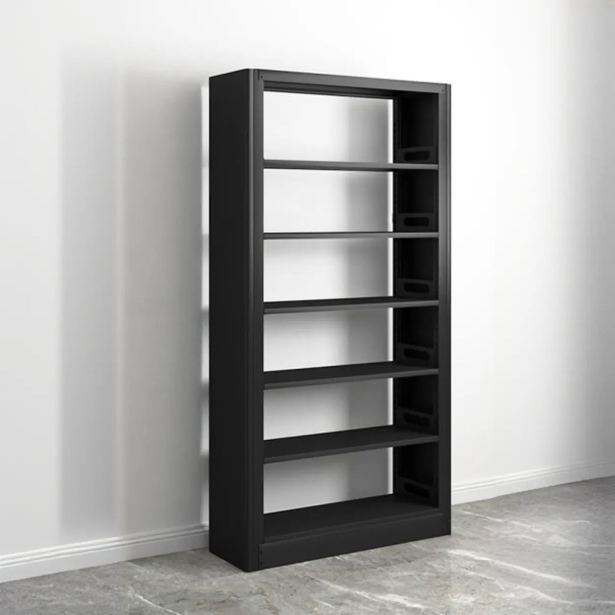 Modern Open Back Vertical Display Steel Bookshelf White Image - 12