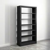 Modern Open Back Vertical Display Steel Bookshelf White Image - 12