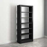Modern Open Back Vertical Display Steel Bookshelf White Image - 13
