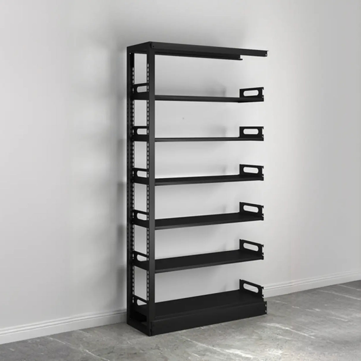 Modern Open Back Vertical Display Steel Bookshelf White Image - 14