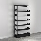 Modern Open Back Vertical Display Steel Bookshelf White Image - 14