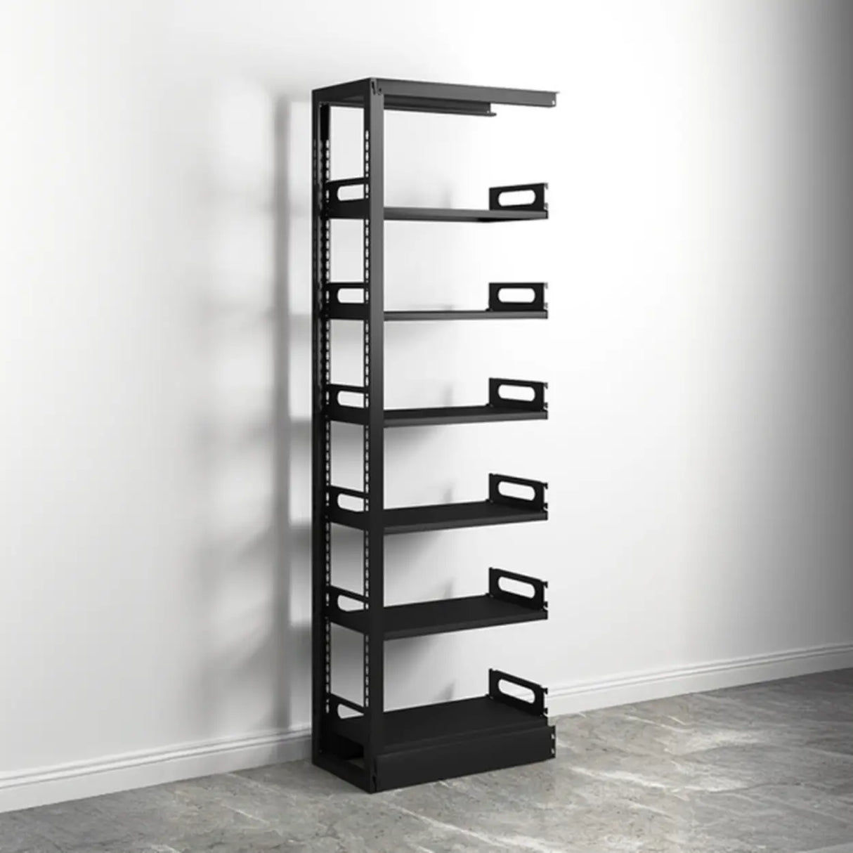 Modern Open Back Vertical Display Steel Bookshelf White Image - 15