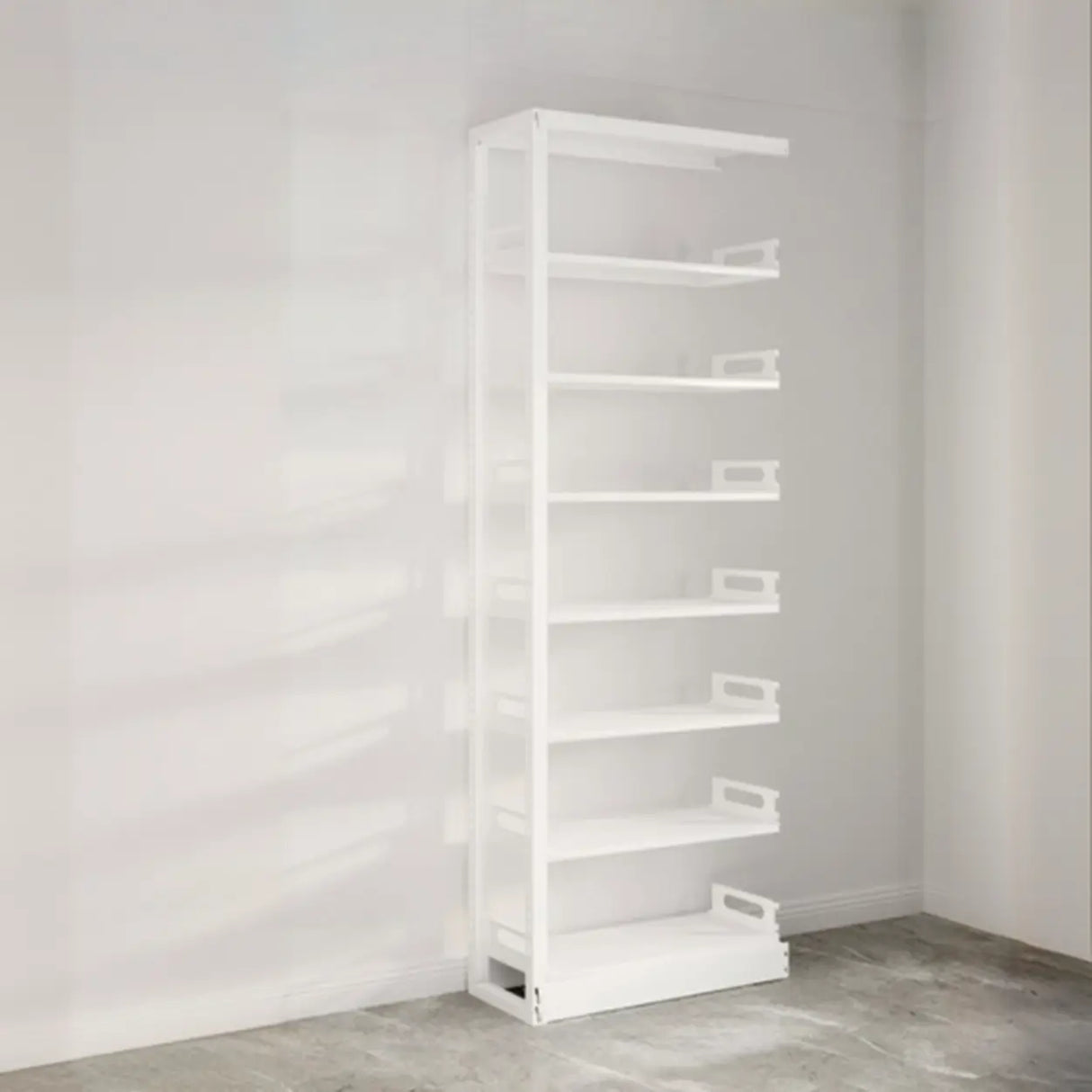 Modern Open Back Vertical Display Steel Bookshelf White Image - 5