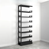Modern Open Back Vertical Display Steel Bookshelf White Image - 6