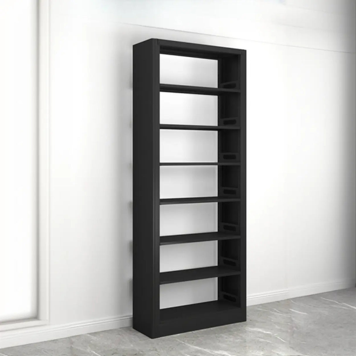 Modern Open Back Vertical Display Steel Bookshelf White Image - 7