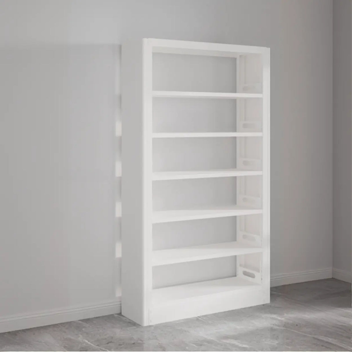 Modern Open Back Vertical Display Steel Bookshelf White Image - 8