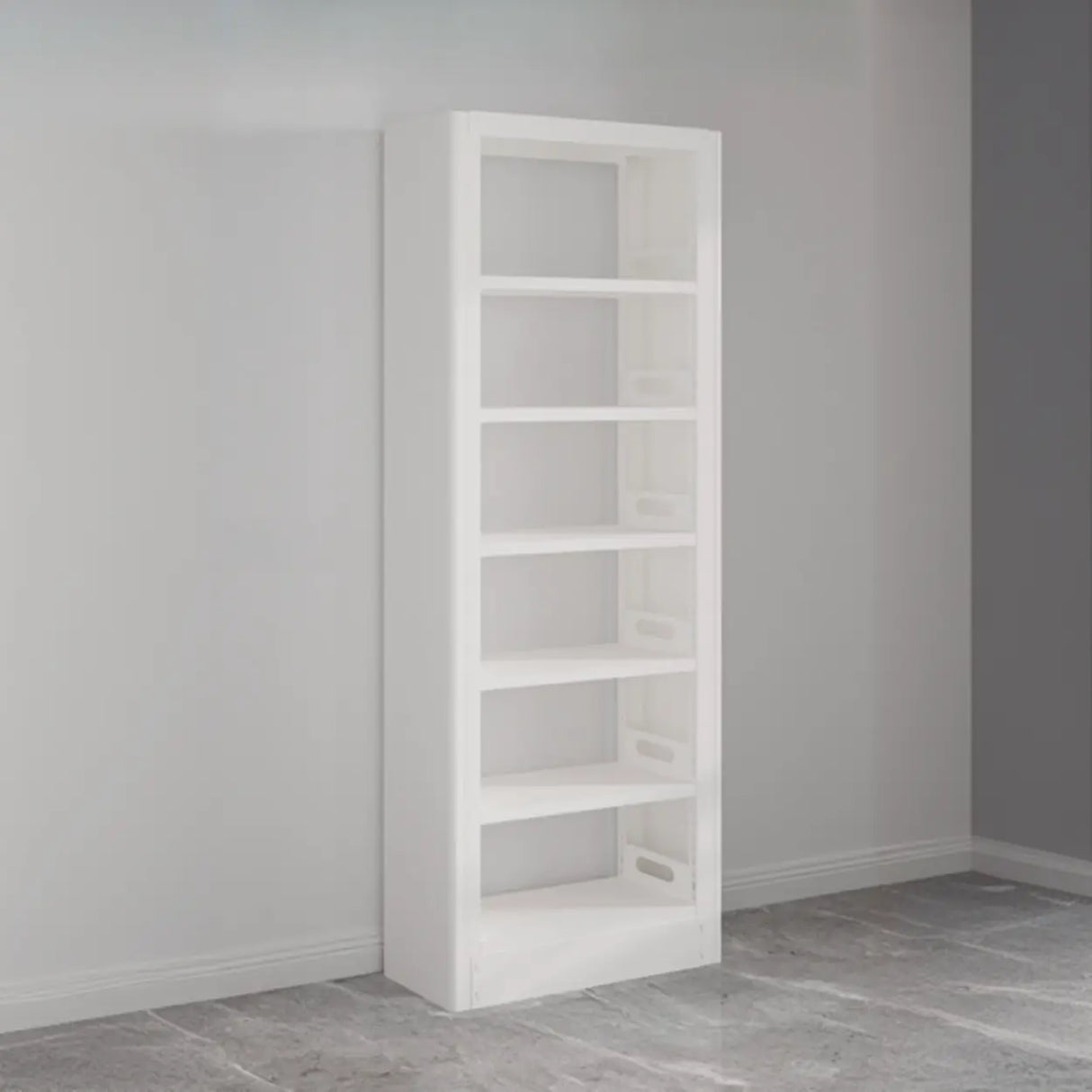 Modern Open Back Vertical Display Steel Bookshelf White Image - 9