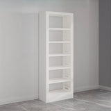 Modern Open Back Vertical Display Steel Bookshelf White Image - 9