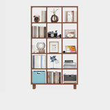 Modern Open Back Vertical Wooden Organizer Bookcase Image - 15