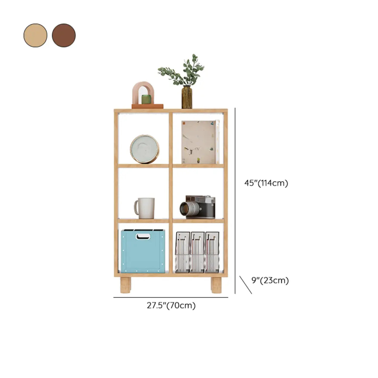 Modern Open Back Vertical Wooden Organizer Bookcase 