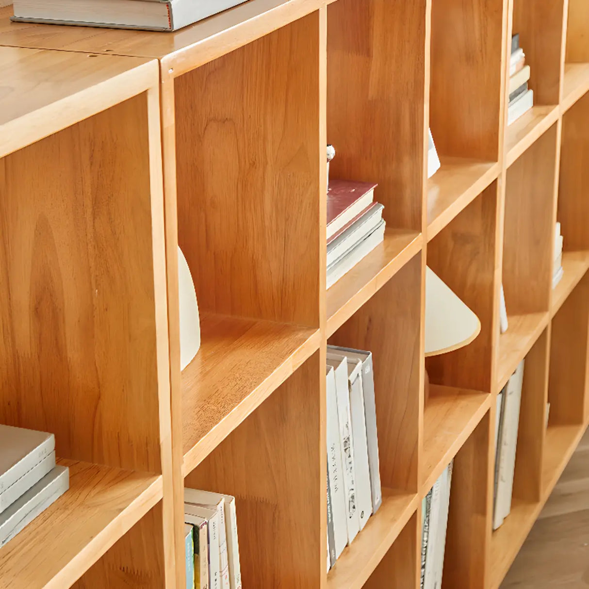 Modern Open Back Vertical Wooden Organizer Bookcase Image - 8