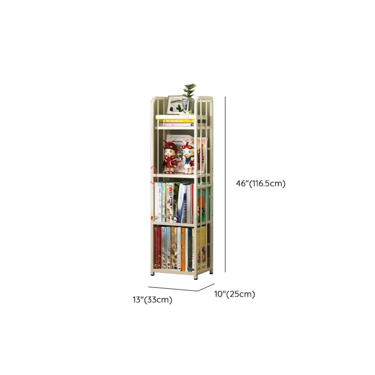 Modern Open Back White Steel Vertical Tall Bookshelf 