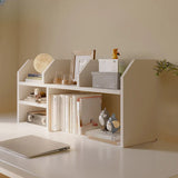 Modern Open Shelving Beige Wooden Desktop Bookcase Image - 16