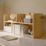 Modern Open Shelving Beige Wooden Desktop Bookcase Image - 18