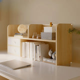Modern Open Shelving Beige Wooden Desktop Bookcase Image - 19