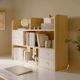 Modern Open Shelving Beige Wooden Desktop Bookcase Image - 20