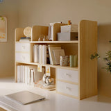 Modern Open Shelving Beige Wooden Desktop Bookcase Image - 21