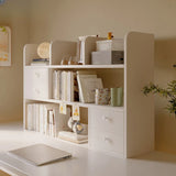 Modern Open Shelving Beige Wooden Desktop Bookcase Image - 22