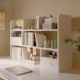 Modern Open Shelving Beige Wooden Desktop Bookcase Image - 23