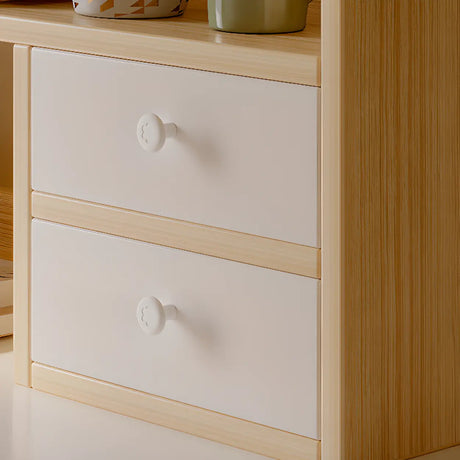 Modern Open Shelving Beige Wooden Desktop Bookcase Image - 6