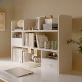 Modern Open Shelving Beige Wooden Desktop Bookcase Image - 25