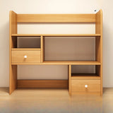 Modern Open Shelving Beige Wooden Desktop Bookcase Image - 27