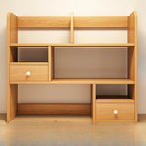 Modern Open Shelving Beige Wooden Desktop Bookcase Image - 28