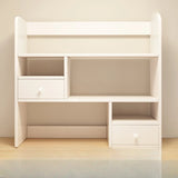 Modern Open Shelving Beige Wooden Desktop Bookcase Image - 30