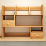 Modern Open Shelving Beige Wooden Desktop Bookcase Image - 32