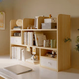 Modern Open Shelving Beige Wooden Desktop Bookcase Image - 3