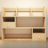 Modern Open Shelving Beige Wooden Desktop Bookcase Image - 35