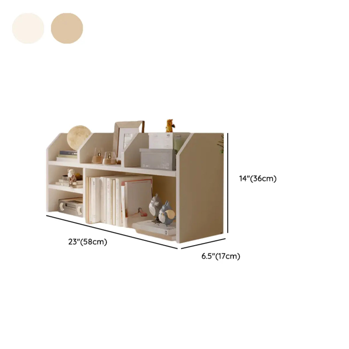 Modern Open Shelving Beige Wooden Desktop Bookcase 