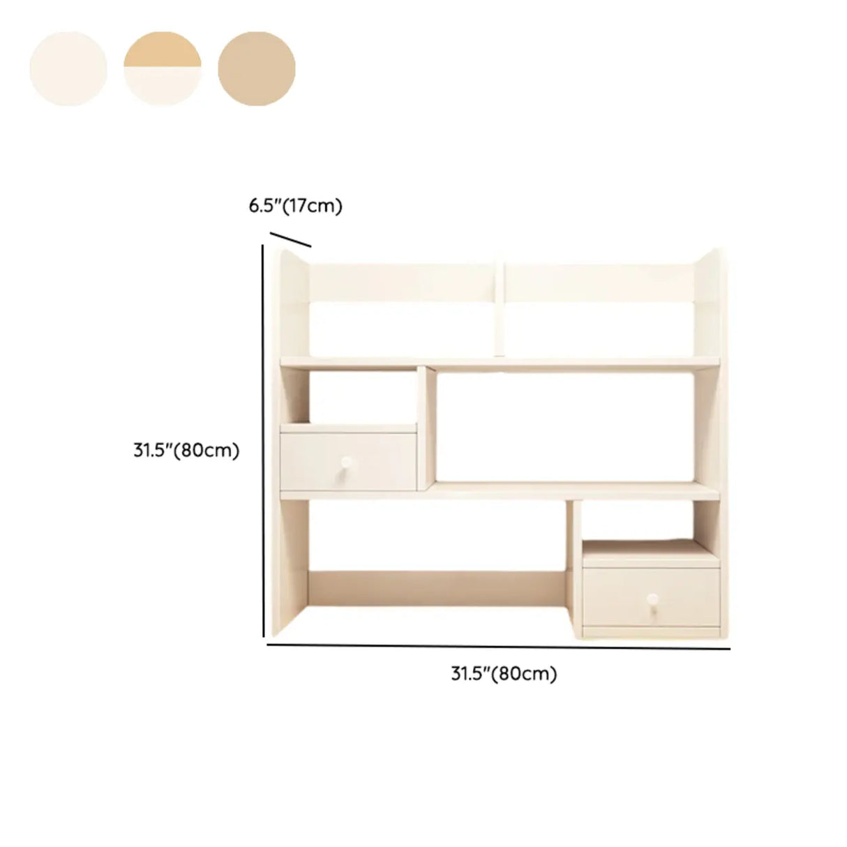Modern Open Shelving Beige Wooden Desktop Bookcase Image - 42