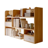 Modern Open Shelving Beige Wooden Desktop Bookcase Image - 5
