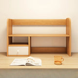 Modern Open Shelving Beige Wooden Desktop Bookcase Image - 11