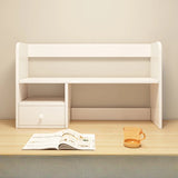 Modern Open Shelving Beige Wooden Desktop Bookcase Image - 12