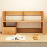 Modern Open Shelving Beige Wooden Desktop Bookcase Image - 14