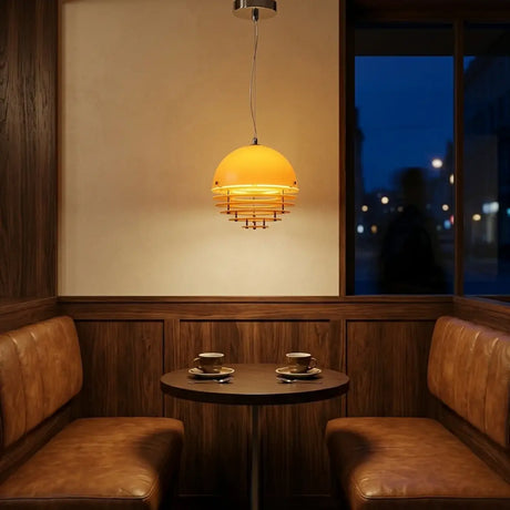 Modern Orange 3-Light Pendant Light with Layered Glass Shade Image - 1