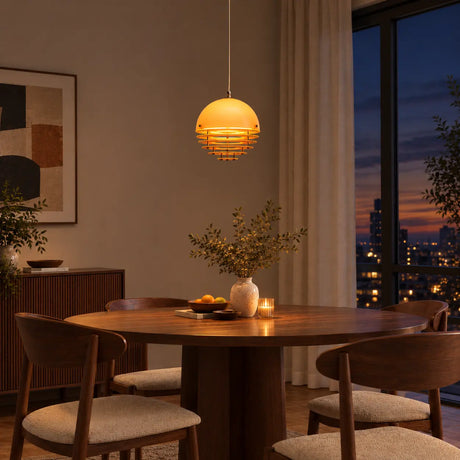 Modern Orange 3-Light Pendant Light with Layered Glass Shade Image - 2