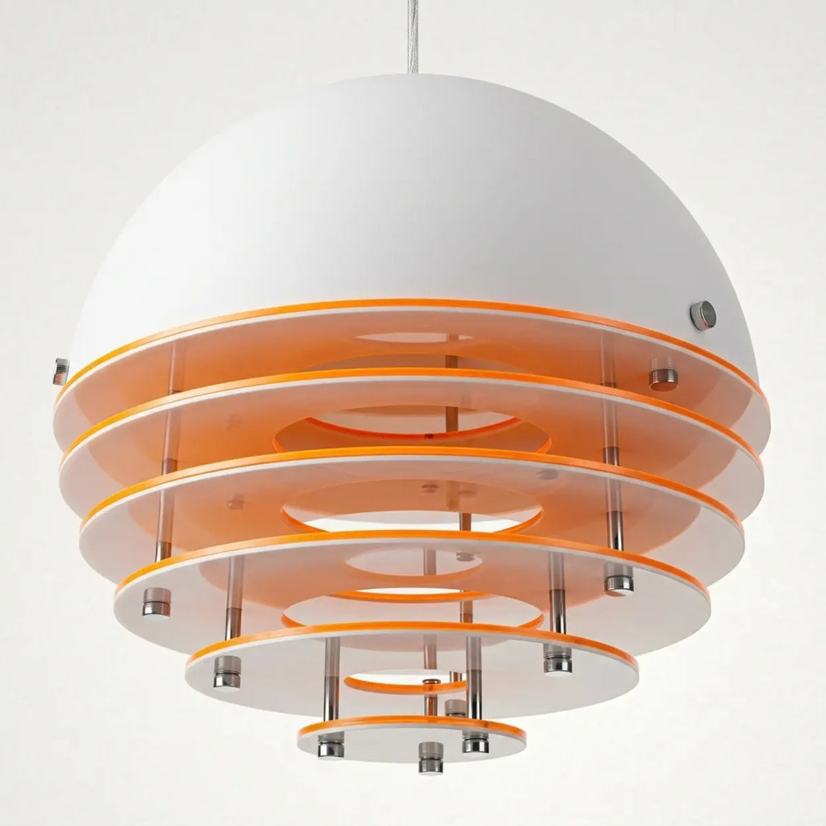 Modern Orange 3-Light Pendant Light with Layered Glass Shade Image - 5
