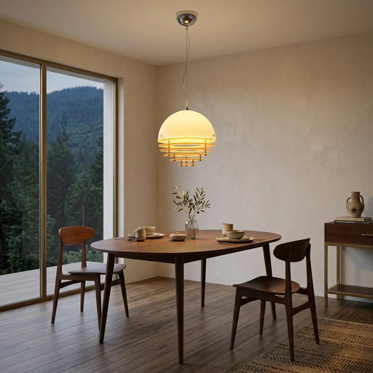 Modern Orange 3-Light Pendant Light with Layered Glass Shade Image - 6