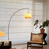 Modern Orange Amber Dome Arc Floor Lamp For Living Room Image - 1