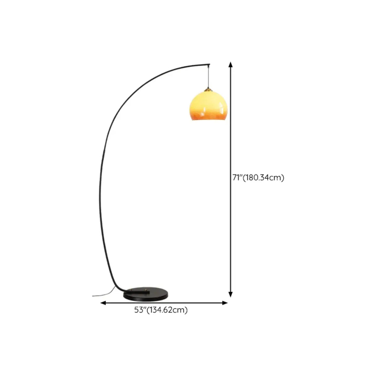 Modern Orange Amber Dome Arc Floor Lamp For Living Room 