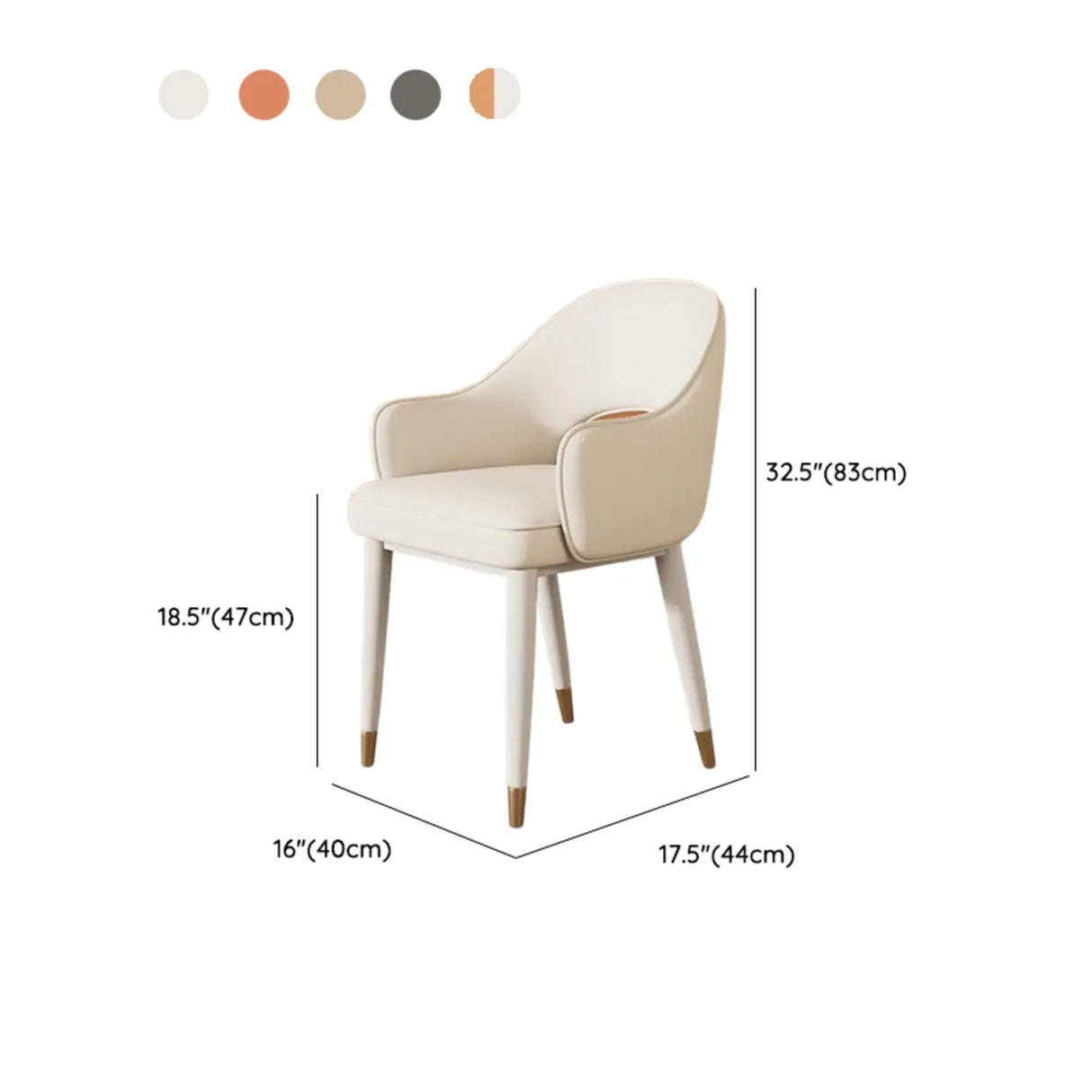 Modern Orange Arm Dining Chair with Upholstered Seat 