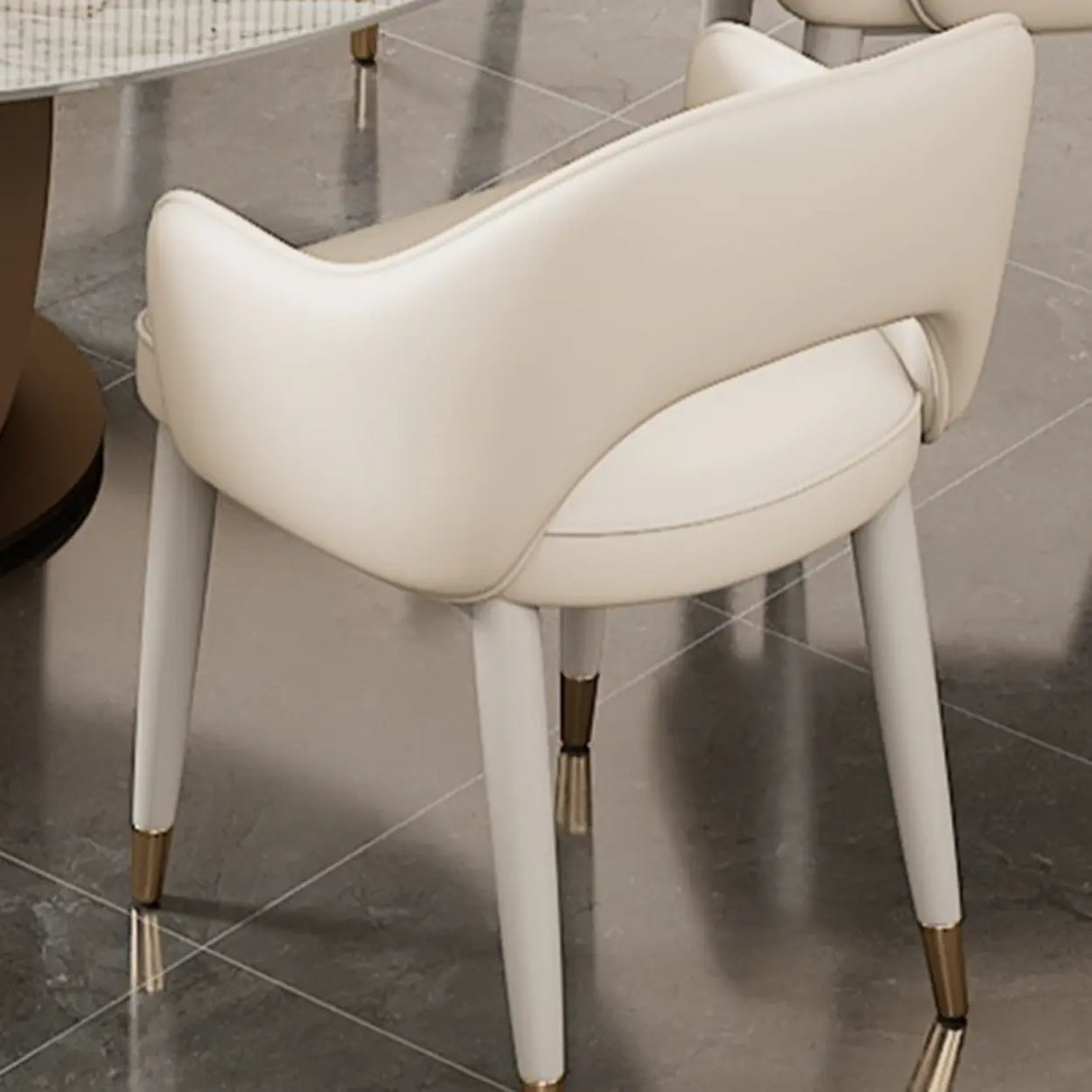 Modern Orange Arm Dining Chair with Upholstered Seat Image - 4